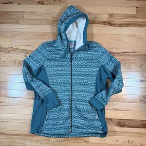 Avalanche Hoodie Zip Sweater Women's XL Teal Aztec Fleece Hiking Outdoor